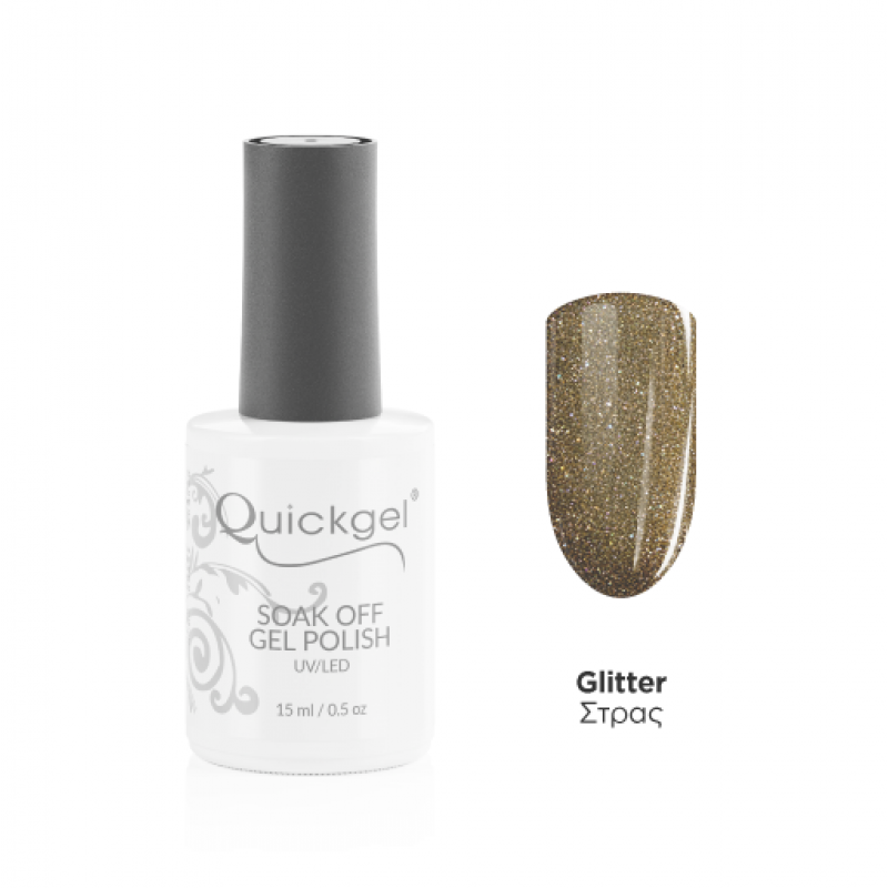 Quickgel Ημιμόνιμο Βερνίκι - No G086 Gold Glitter - 15mL