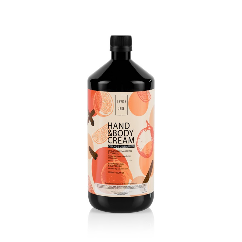 Ενυδατική κρέμα χεριών και σώματος - Orange and Cinnamon - Για κάθε τύπου δέρματος - 1000ml